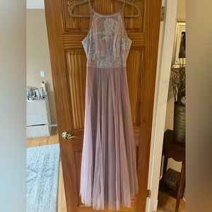 Hayley Paige Blush Tulle Glitter Halter Neck Bridesmaid Dress